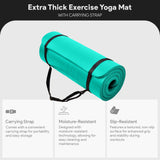 BalanceFrom All-Purpose 1-Inch Extra Thick High Density Anti-Tear Exercise Yoga Mat with Carrying Strap (Green) BalanceFrom