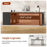 Executive Desk, Large Office Desk with Drawers & Storage Shelves, Modern L Shaped Computer Desk Corner Desk