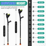 Geiserailie 2 Pcs Forearm Crutches for Adults, Folding Forearm Crutches Lightweight and Adjustable with Rubber Grips for Comfortable Grip, Aluminum Cane with Cuffs for Walking, Black