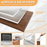 Portable Wooden and Acrylic Podium Lectern with Wheels, Wood Speaking Churches Pulpit Stand Design with 2 Storage Shelves