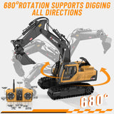 kolegend 3 in 1 Remote Control Excavator Toy 14 Channel RC Excavator Toy for Boys 3-12 with Bucket/Claw/Drill 2.4GHz Full Functional Construction Vehicles Toys Gift for 6 7 8 9 10 Years Old Kids Boys