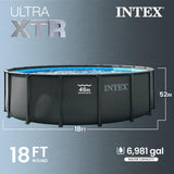 INTEX Ultra XTR 18 ft x 52 in Above Ground Pool Set, Round Swimming Pool with Steel Frame, 2100 GPH Sand Filter Pump, Ladder, Cover, & Ground Cloth