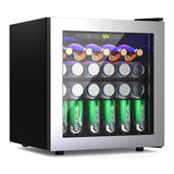 Kismile 50 Can Beverage Refrigerator Cooler 1.3 Cu.Ft Mini Fridge for 12 Bottle, Drink Fridge with Quiet Compressor, LED Light,Silver