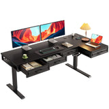 OffiGo 63 Inch L Shaped Standing Desk with 4 Wooden Drawers, Black