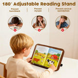2 in 1 Dual-use Music Stand & Desktop Book Stand, Adjustable Height 16.5"-51", 100% Solid Wood Laptop Floor Stand Book Holder with Elastic Page Clips for Cookbooks (Black Walnut)