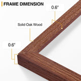 decorUhome Solid Oak Wood 8x12 Picture Frame, Display Pictures 6x8 with Mat or 8x12 without Mat, Wall & Tabletop Display Photo Frame, Brown, 1 Pack