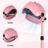 Professional Hooded Hair Dryer Pink,Stand Hair Dryer Bonnet with 3 Temperature Settings,Height Adjustable Sit Under Dryer on Wheels