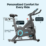 JLL Magnetic Exercise Bike - Indoor Stationary Cycling Bike with Free Fitness App, Adjustable 4-Way Seat & Handlebars, Comfortable Seat, Low Noise Indoor Cycling Bike for Home Gym