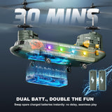 XIKOTEC Remote Control Helicopter, RC Helicopters with Altitude Hold, One Key take Off/Landing, LED Light, Low Battery Reminder, Military Transport Army Helicopter Toys for Kids and Military Fans