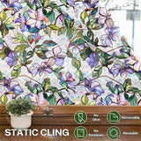 Aomkmi Stained Glass Window Film, Floral Window Privacy Film for Bathroom Living Room Home Decal, UV Protection Static Cling Films for Glass, 23 x 78.74 Inch