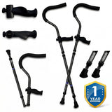 in-Motion Pro Crutches | Foldable Crutches| Crutches for Adults with Ergonomic Handles | Spring Assist Technology | Articulating Tips | Size Short (4'8" - 5'9") | Charcoal Grey