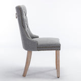MOOLSUN Linen Dining Chairs Set of 8, High Back Side Chairs, Modern Padded High-End Tufted Upholstered Chairs with Button-Tufted Back & Rear Pull Tabs, Solid Wood Legs F-Gray(Solid Wood Legs)