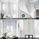 BESTWEST 118" Modern LED Chandelier, Clustered Led Pendant Light, 12-Lights Dimmable High Ceiling Large Hanging Lighting Fixture for Loft Villa Living Room Stairs Foyer (Black-80W-12 Lights)