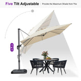 PURPLE LEAF Patio Outdoor Umbrella 9' x 9' Square All-Weather Beige