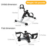 Pedal Exerciser Desk Exercise Bike Leg and Arm Exercise Bike with LCD Monitor Foldable and Porable (Black/Grey) MOMODA