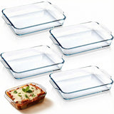 Yiyiring 4 Pcs 1.5 Quart Glass Baking Dish for Oven Oblong Glass Loaf Pan Rectangular Clear Casserole Dish for Cooking Lasagna Kitchen Baking Bakeware Set Oven Microwave Refrigerator Dishwasher Safe