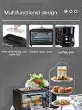 3-In-1 Breakfast Station,Compact Toaster Oven Includes Coffee Maker, Non-Stick Griddle, Toaster Oven, Versatile Breakfast Maker for Apartments Kitchenettes