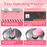 Commercial Quality Cotton Candy Machine, Electric Floss Maker for Kids, with Stainless Steel Bowl, Home Party Carnival (Pink)