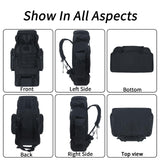 Nayubo 80L Hiking Backpack Camping Travel Daypack Waterproof Adjustable Extra Large Backpack Climbing Trekking Outdoor Sport Bag Molle Rucksack for Men Women (Black)