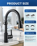 Touchless Kitchen Faucet Motion Sensor - Activated Smart Hands Free Kitchen Faucets with Pull Down Sprayer Single Handle Kitchen Sink Faucet,Matte Black