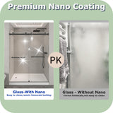 EPXMKX 55"-60" W x 76" H Frameless Sliding Shower Door, Double Sliding Shower Door,5/16"(8mm) Clear Tempered Glass,Bathroom Glass Door with Explosion-Proof Film (Matte Black 60" Wx76 H)