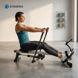 Stamina BodyTrac Glider 1052 Hydraulic Rowing Machine with Smart Workout App - Rower Workout Machine with Cylinder Resistance - Up to 250 lbs Weight Capacity