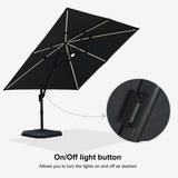 PURPLE LEAF Cantilever Patio Umbrella 10' x 10' with Solar LED Light, Grey