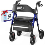 VOCIC Walkers for Seniors, Z21 Rollator Walker with Seat Supports 350lb, 8" Big Wheels for All Terrain, Ergonomic Arc Seat & 6" Ultra Backrest Foldable Walker, Dual Height Adjustment, Lightweight 2026