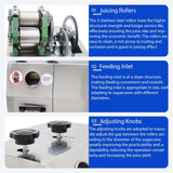 Yokoma Vertical Electric Stainless Steel Sugarcane Juicer with 3 Rollers System and Adjustable Knob for Commercial Juice Shops, Restaurants with 4 Casters 110V Sugar Cane Juice Extractor Machine