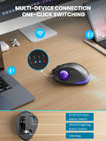 Wireless Trackball Mouse, Adjustable Angle Rechargeable Backlit-Purple Ball