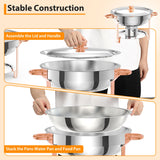 5QT Round Chafing Dish Buffet Set – Rose Gold Stainless Steel Catering Warmer with Dome Lid, Frame & Utensils – Stackable Food Server for Weddings, Parties, Dinners (Fuel or Ice Compatible), 2 Pcs.