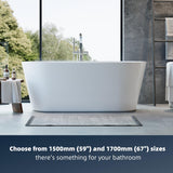 67 Inch Acrylic Freestanding Bathtub, Deep Soaking Tub with Non-Slip Base, CUPC Certified Free Standing Tub, Chrome Drain Bath Tub, Modern Tub for Bathrooms, White