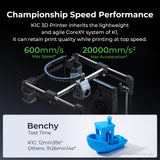 Creality K1C 3D Printer, 600mm/s High-Speed Auto Leveling Clog-Free Robust Direct  Silent Mode Support Carbon Fiber Filaments