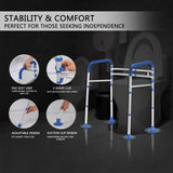 Lianjindun Toilet Safety Rails, Adjustable Toilet Frame for Elderly, Seniors, Handicap & Disabled, Foldable Handicap Toilet Handles Fit Any Toilets（Dark Blue）