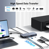 Laptop Docking Station Dual Monitors USB C Dock Hub with 120W Power Adapter
