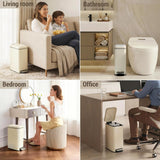 Bathroom Trash Can with Lid, Small Stainless Steel Garbage Can with Step Pedal