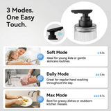 Automatic Touchless Liquid Soap Dispenser Clear Glass Rechargeable Type C with Matte Black Pump for Hand and Dish Soap 12 oz Kitchen and Bathroom Countertop