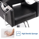BarberPub Classic Recliner Leathern Barber Chair Heavy Duty Hair Spa Salon Styling Beauty Equipment 3126 (Black)