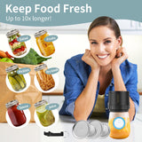 Mason Genie Vacuum Sealer Kit for Mason Jars, Compatible with Wide & Regular Mouth, Food Storage Vacuum Sealing System for Dry & Liquid Foods (Black)