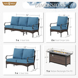 Sophia & William Metal Patio Furniture Set with Fire Pit Table, 7 Seats