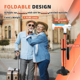 BigAlex Folding Walking Cane with Two Led Lights for Elderly Solid Base Adjustable Walking Stick with Carrying Bag for Men Women
