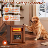 Nordic Hygge Portable Space Heater, 1500W Electric Infrared Heater for Indoor Use, Living Room, Bedroom, Office - Remote Control, 12H Timer, 3 Heat Settings, Overheat & Tip-Over Safety, Light Oak