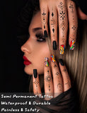 Actgan Semi Permanent Tattoos, 2 Sheets Realistic Temporary Tattoo for Women Fingers Hands, Lasts 1-2 Weeks Waterproof Non-Reflective Tattoo Stickers for Summer Party, Boho Tiny Sun Moon Star Snake