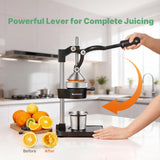 HURMOVAE Cast Iron Juicer Hand Press – Heavy-Duty Manual Juicer & Orange Squeezer For Lemon, Lime, Grapefruit, Pomegranate with Stainless Steel Cup, Easy to Clean, Black