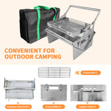 Portable 360°Rotating Charcoal Grill with Flipping Basket - 304 Stainless Steel Barbecue Grill for Camping, Tailgating, and Outdoor Adventures, Easy to Disassemble, Includes BBQ Bag New Upgrade