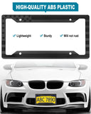 RCKJNJ American Flag License Plate Frames- Black Plastic Patriotic Car Tag Holder with Mounting Hardware & Screws Caps，2 Pack 4 Holes for Front Rear