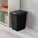 Sterilite 7.5 Gallon TouchTop Wastebasket with Lid that Opens with Touch, Conceals Trash in the Kitchen, Bathroom, Mudroom or Office, Black, 12-Pack