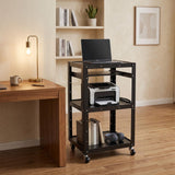 4 Shelves AV Cart Rolling Standing Desk Stand up Desk with Wheels & Tray