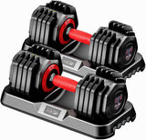 55LB Adjustable Dumbbell Set,10 in 1 Free Weights Dumbbell of 2 with Secure Locking Mechanism for Safe,1 Sec Speed Adjustment Men/Women Gym and Home Strength Training Equipment.