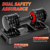 25/55lb Adjustable Dumbbell Set of 2, 5-in-1/10-in-1 Free Weights with Anti-Slip Texture Handle for Exercise, Fitness Equipment Set for Home Gym Strength Training, Suits Both Men and Women(Red 55LBS Pair)